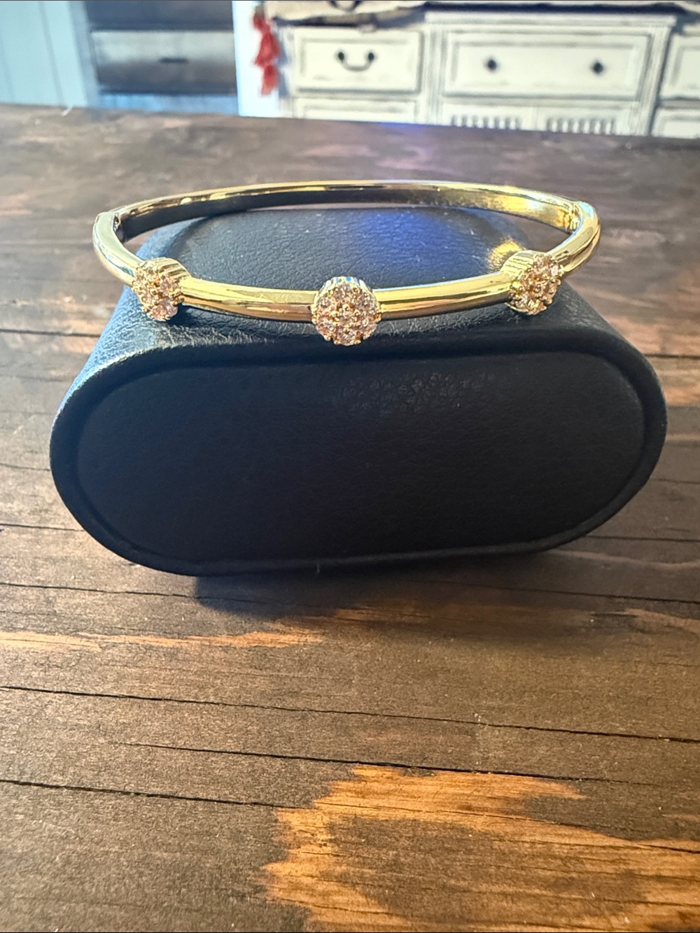 Gold Plated Plated Bangle Bracelet Bangle with Rhinestone Accents